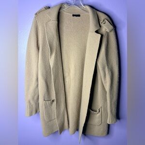 Talbots Beige Wool Blend Long Cardigan‎ L Minimal Classic Old Money